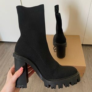 Zara Black Jersey Heeled Boots